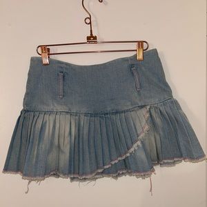 Y2K LAZER JEANS Mini Pleated Denim Skirt